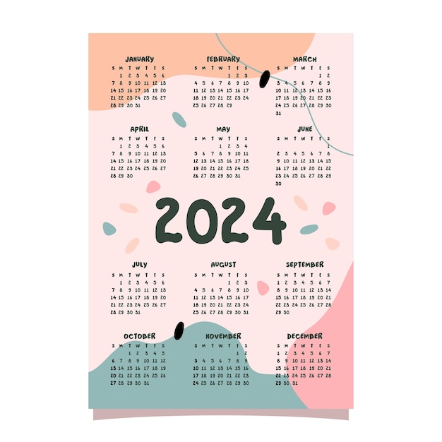 Kreativer kalender 2024 memphis hintergrunddesign-vorlage