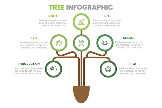 Vektor kreatives baum-infografik-design-vorlage-konzept mit 9 schritten vektorillustration