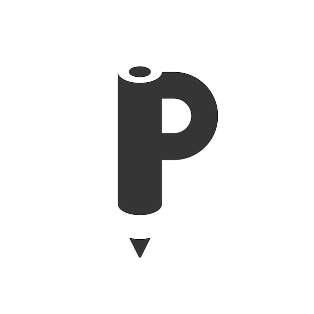 Kreatives bleistift-logo-buchstabe p-bleistift-symbol