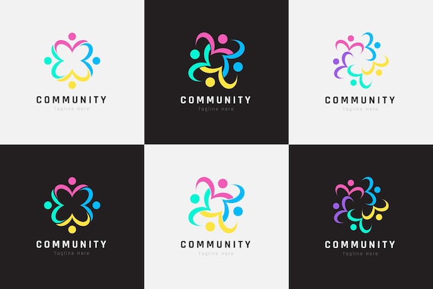 Kreatives buntes Design von Menschen und Community-Logos für Teams oder Gruppen