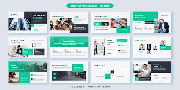 Kreatives business-powerpoint-präsentations-folien-vorlagen-design-set