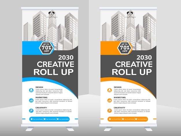 kreatives Business-Rollup-Banner-Design. Standee-Design-Banner, digitales Roll-Up-Banner für Unternehmen.