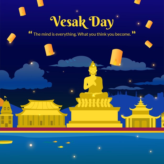 Kreatives design der glücklichen vesak-tag- oder buddha-purnima-banner-vorlage