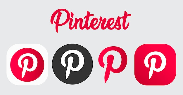 Vektor kreatives design pinterest social network logo und symbolsatz isoliert auf weißer vektorillustration
