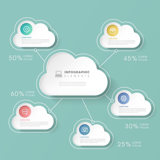 Kreatives design von infografik-vorlagen mit cloud-banner-optionen