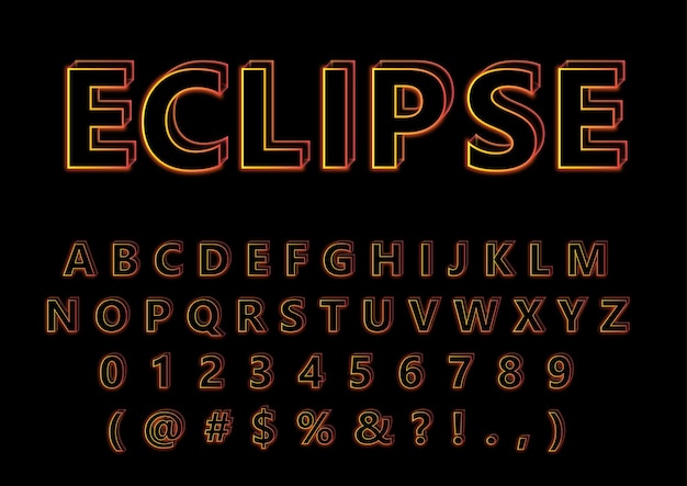 Kreatives eclipse-alphabet-zahlen-set