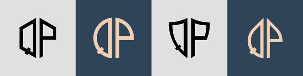 Kreatives, einfaches QP-Logo-Design-Paket mit Anfangsbuchstaben
