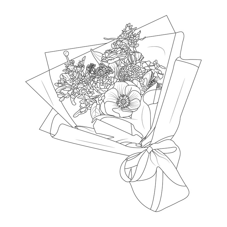 kreatives florales handgezeichnetes Blumen-Linien-Design