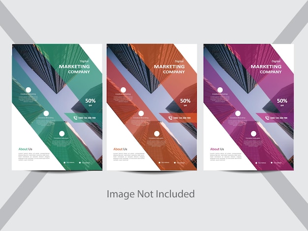 Kreatives flyer-design-layout mit drei farben