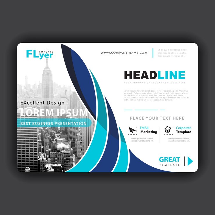 Vektor kreatives flyer-design mit schlagzeile und geschäftspräsentation