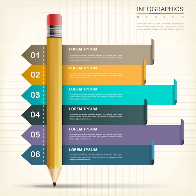 Kreatives Infografik-Design mit Bleistift- und Bannerelementen