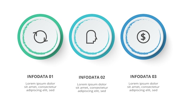 Kreatives konzept für infografik mit 3 schritten optionen teile oder prozesse visualisierung von geschäftsdaten