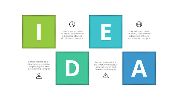 Kreatives konzept für infografik mit 4 schritten optionen teile oder prozesse visualisierung von geschäftsdaten