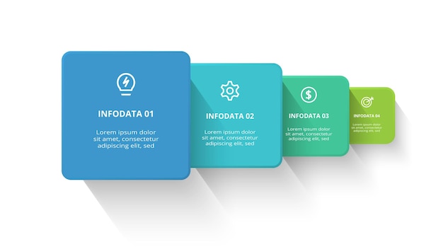 Kreatives konzept für infografik mit 4 schritten optionen teile oder prozesse visualisierung von geschäftsdaten