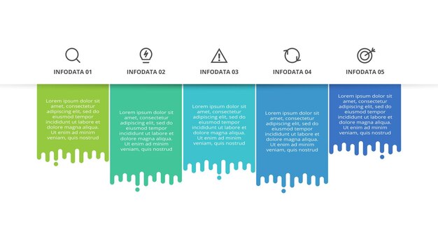 Kreatives Konzept für Infografik mit 5 Schritten Optionen Teile oder Prozesse Visualisierung von Geschäftsdaten