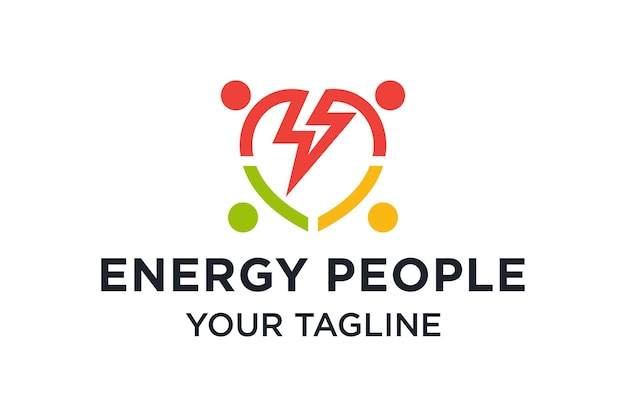 Kreatives logo von connection people und flash energy, teilen