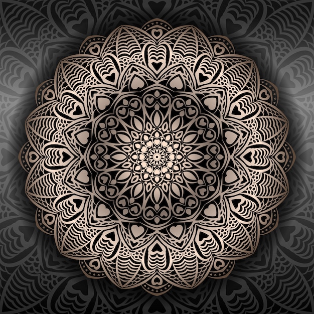 Kreatives luxusmandala mit herzformillustration