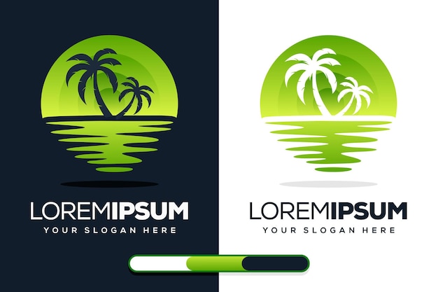 Kreatives palm- und strandlogo-design