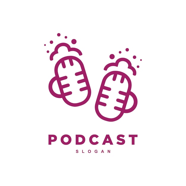 Kreatives podcast-logo-design, mikrofon mit wein- oder bierglasvektor