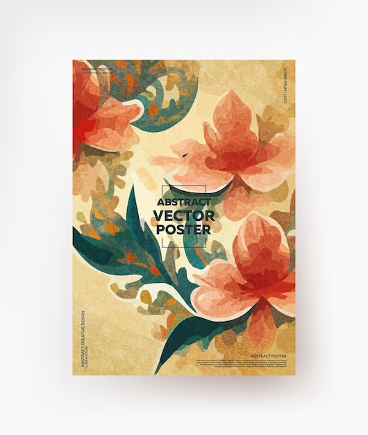 Kreatives poster mit blumen im vintage-stil. vektor.