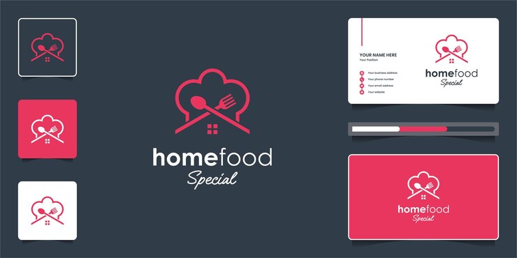 Kreatives Restaurant-Logo-Design-Vorbild Symbol für Lebensmittel mit Visitenkarte-Branding