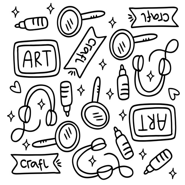 Kreatives Set mit Doodle-Linienstil-Vektor