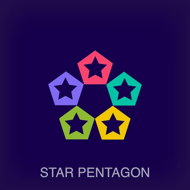Vektor kreatives stern-pentagon-logo einzigartig gestaltete farbübergänge geometrische form-logo-vorlage