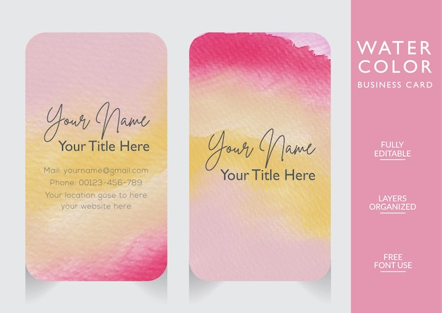 Kreatives Visitenkartedesign des abstrakten modernen rosa Aquarells