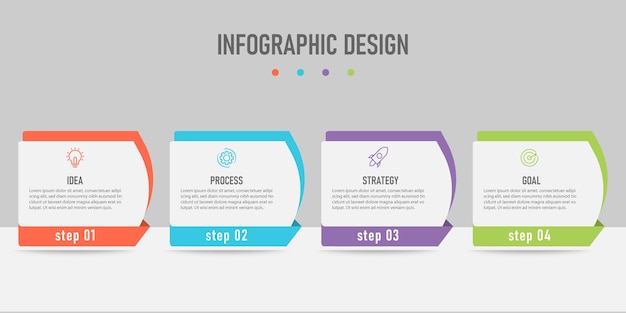 Kreatives vorlagen-infografik-design mit 4 schrittlinien