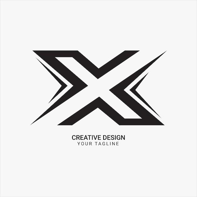 Kreatives X-Linien-Kunstmuster stilvolles anfängliches Monogram schwarz modernes einzigartiges Logo-Design