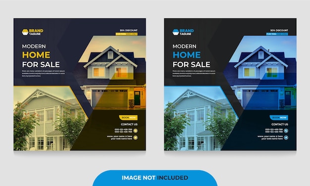 Vektor kreatives zuhause zum verkauf in sozialen medien post und quadratische web-banner-vorlage für immobilien