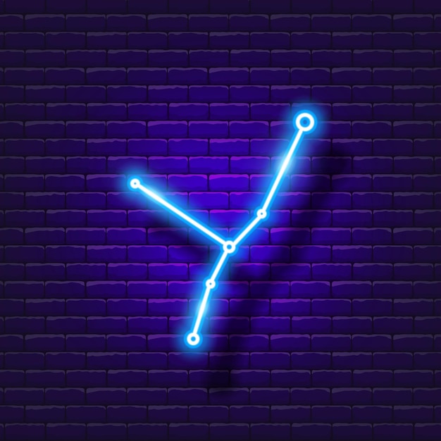 Vektor krebs-zodiac-zeichen neon-ikon astrologische zodiac-zeichen leuchtendes symbol