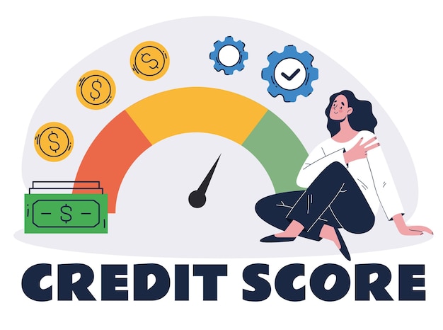 Vektor kredit-score-hypotheken verbessern gutes verbraucherkonzept, grafikdesign-illustration