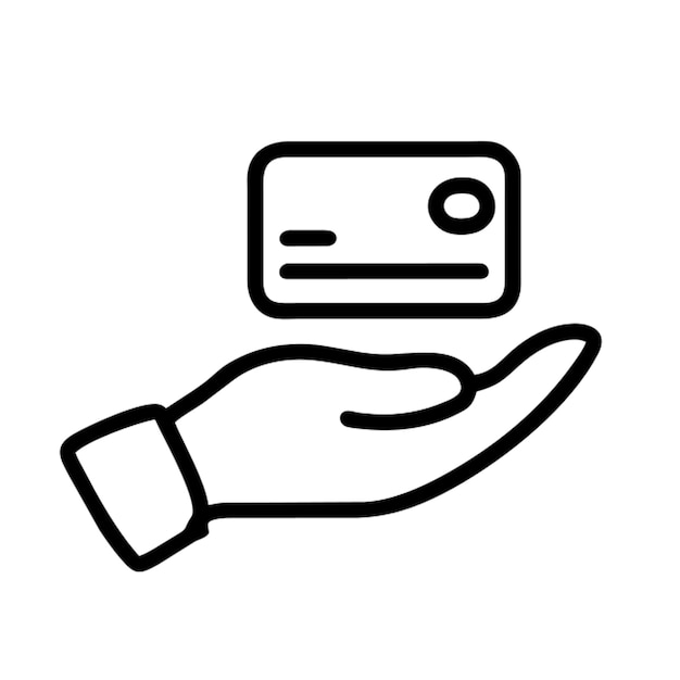 Kreditkarten mit der Hand halten Ikonen Umriss
