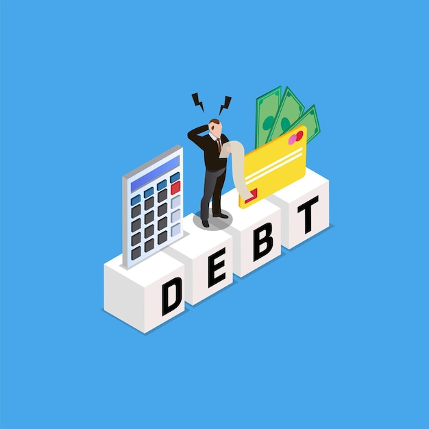 Kreditkartenschulden isometrisch 3d