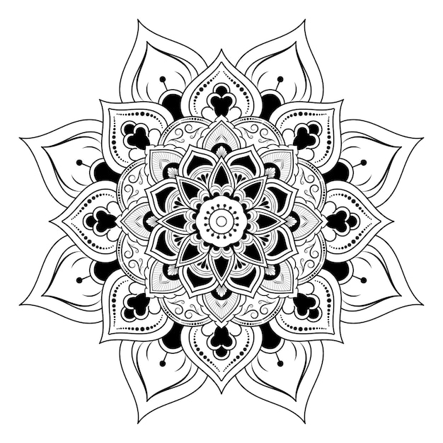 Kreis-blume des mandalas mit vintage-blumenstil vektor-mandala orientalisches muster handgezeichnetes dekoratives element einzigartiges design mit blütenblatt-blume konzept entspannung und meditation für seite logo-buch