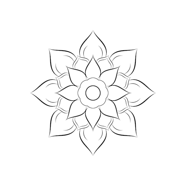 Vektor kreis-blume des mandalas mit vintage-blumenstil vektor-mandala orientalisches muster handgezeichnetes dekoratives element einzigartiges design mit blütenblatt-blume konzept entspannung und meditation für seite logo-buch