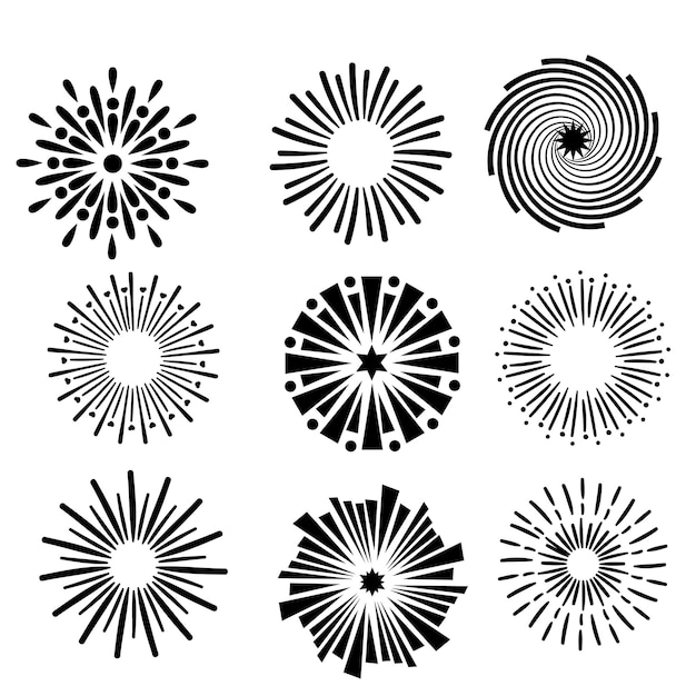 Kreis-Design-Elemente Satz von spiralförmigen Elementen Spiral-Ikonensatz Wirbel-Helix-Gyr-Curl-Schleife-Symbol
