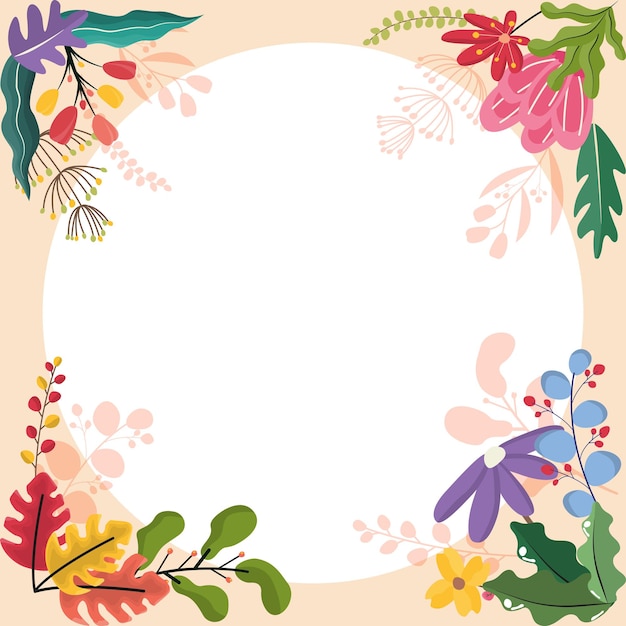 Kreis Frühlingsblume Blumenpflanze Rahmen Karte Vektor Dekoration