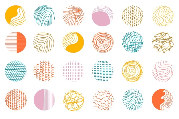 Kreis Geometrische Muster Handgezeichnete Abstrakte Bunte Hintergründe Moderne Gekritzelformen Vektorillustration