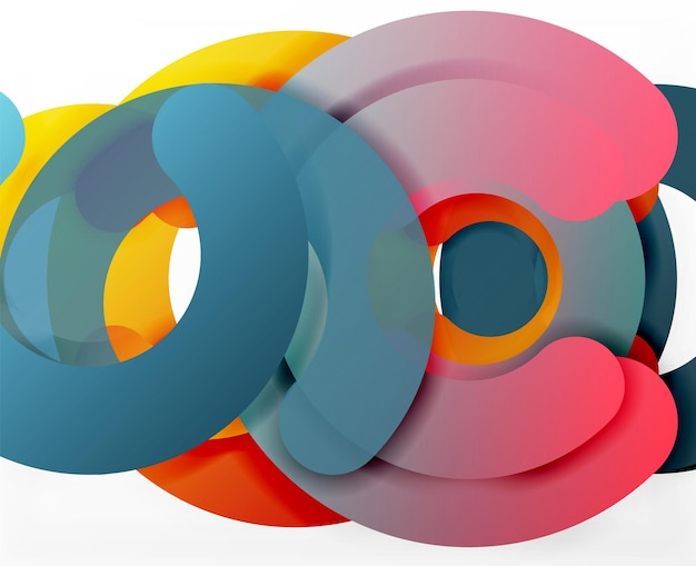 Kreis geometrischer abstrakter hintergrund buntes geschäfts- oder technologiedesign für web runde papierformen ringe geometrisches texturbanner im 3d-stil