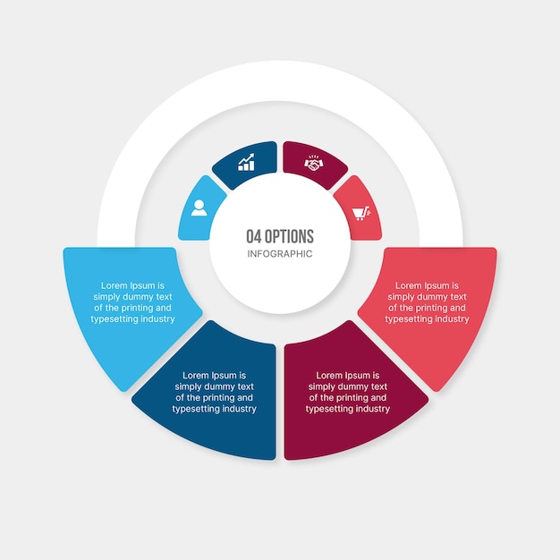 Kreis-Infographik-Vorlage-Design mit 4-Schritte-Prozess-Workflow-Diagramm