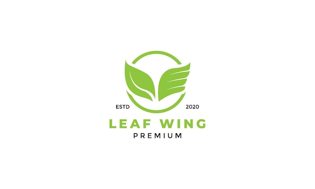 Kreis mit Blatt und Flügeln grünes Logo-Design modern