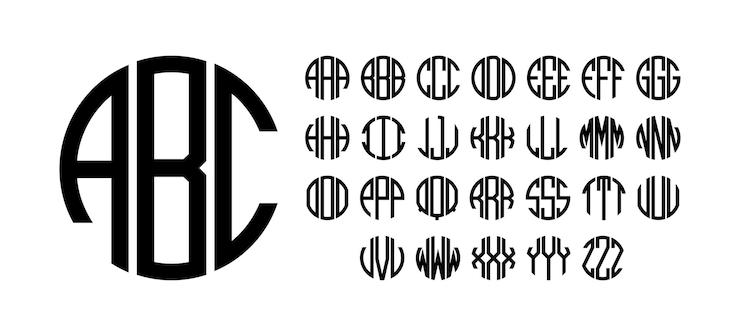 Vektor kreis-monogramm-buchstaben kreis-monogramm-alphabet runde beschriftung kreis-monogramm-schriftart-vektordatei