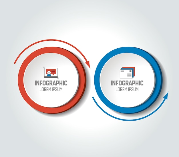 Kreis rundes diagramm schema zeitleiste infografik nummerierte vorlage optionsvorlage 2 schritte