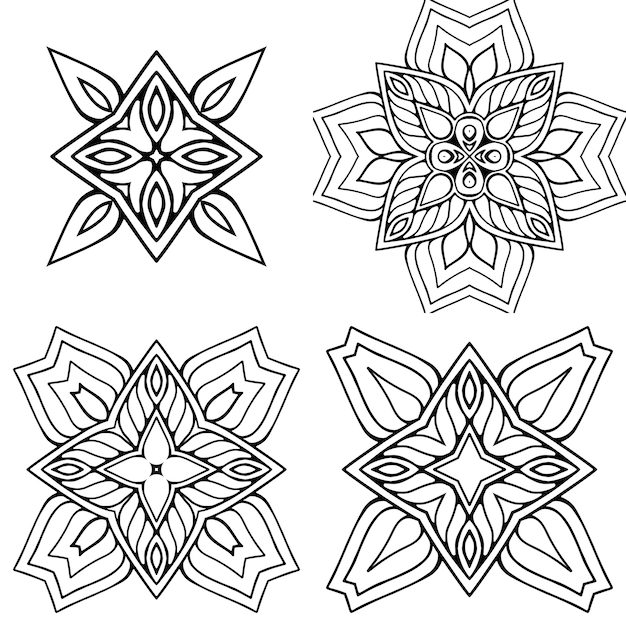 Kreis Schwarz-Weiß-Ornament, dekorative runde Spitzensammlung