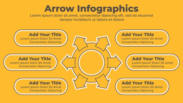 Kreis und pfeil sechs schritte infografik-vorlage