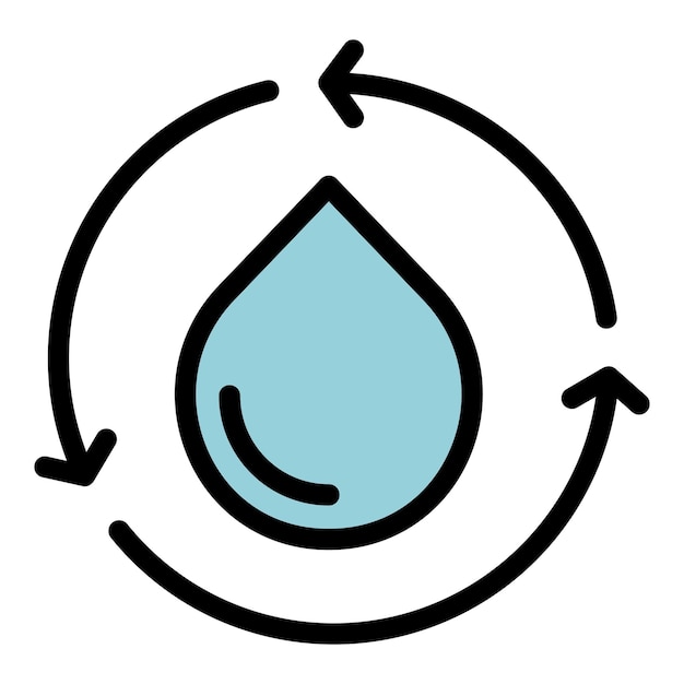 Kreis-wassertropfen-symbol umriss-kreis-wasser-tropfen-vektor-symbon farbe flach isoliert