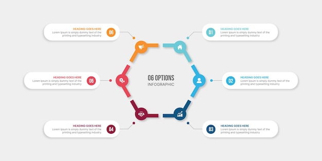 Vektor kreis-zyklus-infografik-vorlagendesign mit 6 schritten