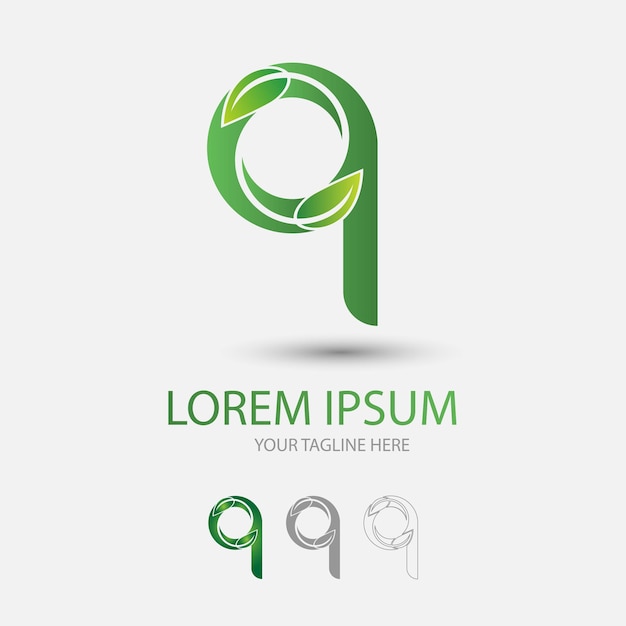 Kreisbuchstabe q grüne logo-sammlung